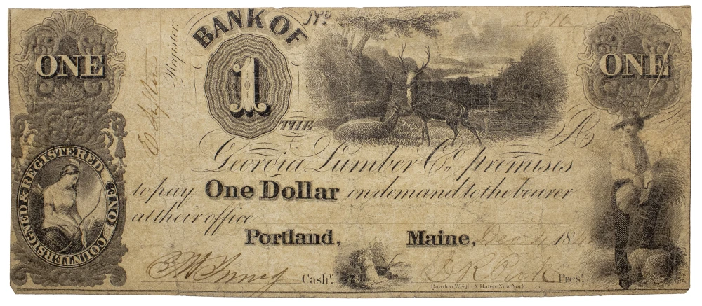 Maine. Portland. Fine Georgia Lumber Co. $1 Note