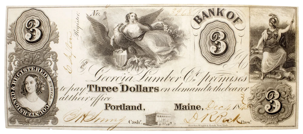 Maine. Portland. New Georgia Lumber Co. $3 Note