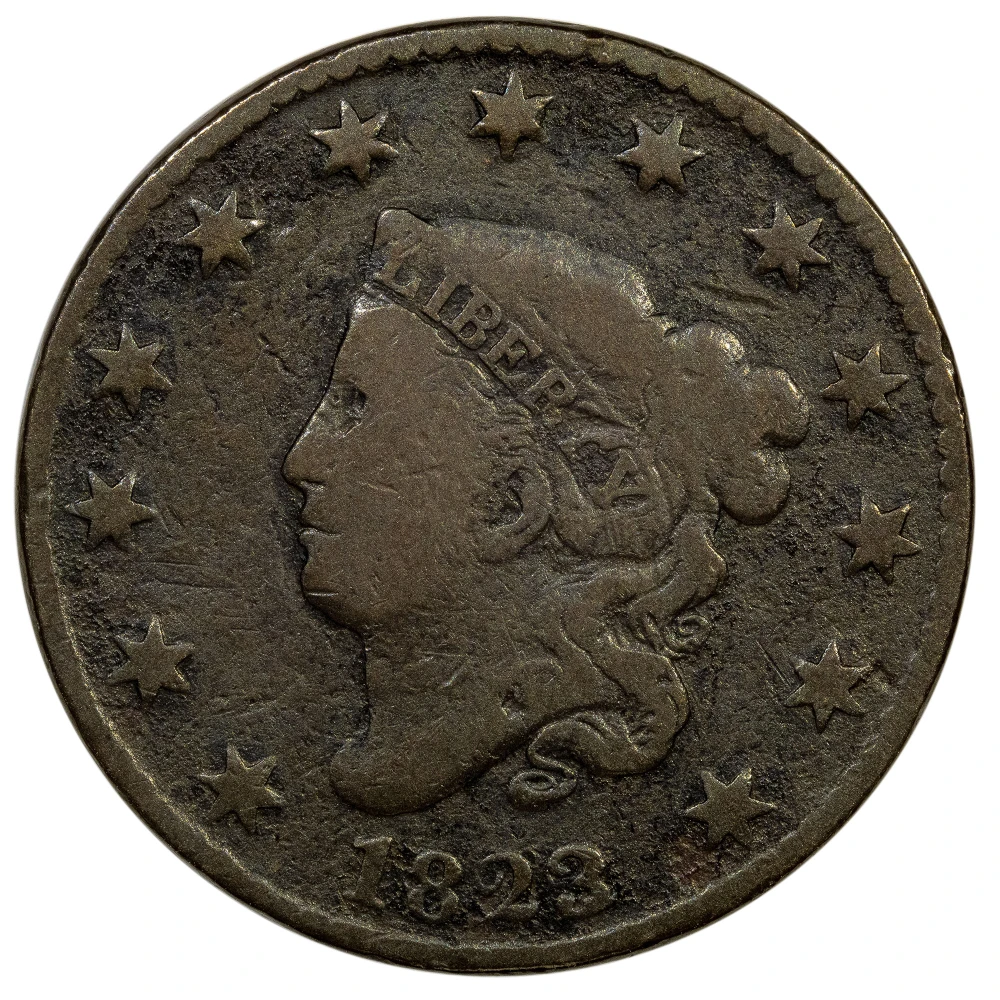 F-12 Details 1823/2 Large Cent