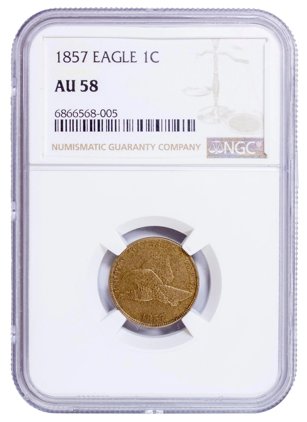 NGC AU-58 1857 Flying Eagle Cent