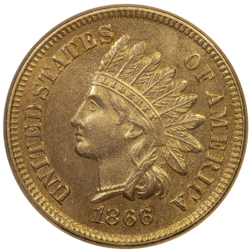AU-58 Details 1866 Indian Cent