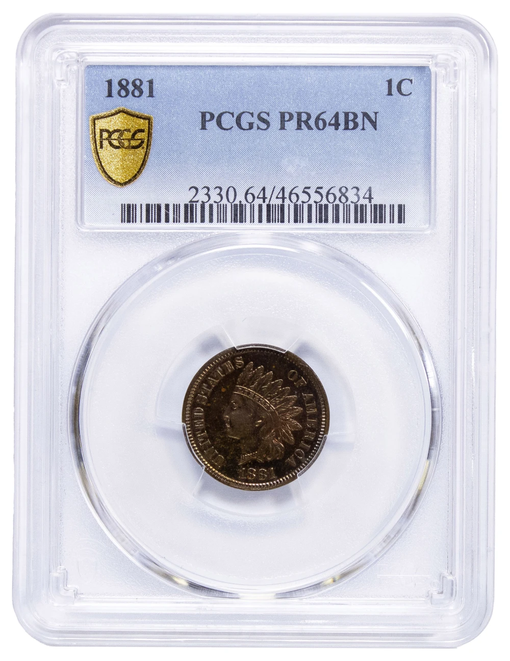 PCGS Proof-64 BN 1881 Indian Cent