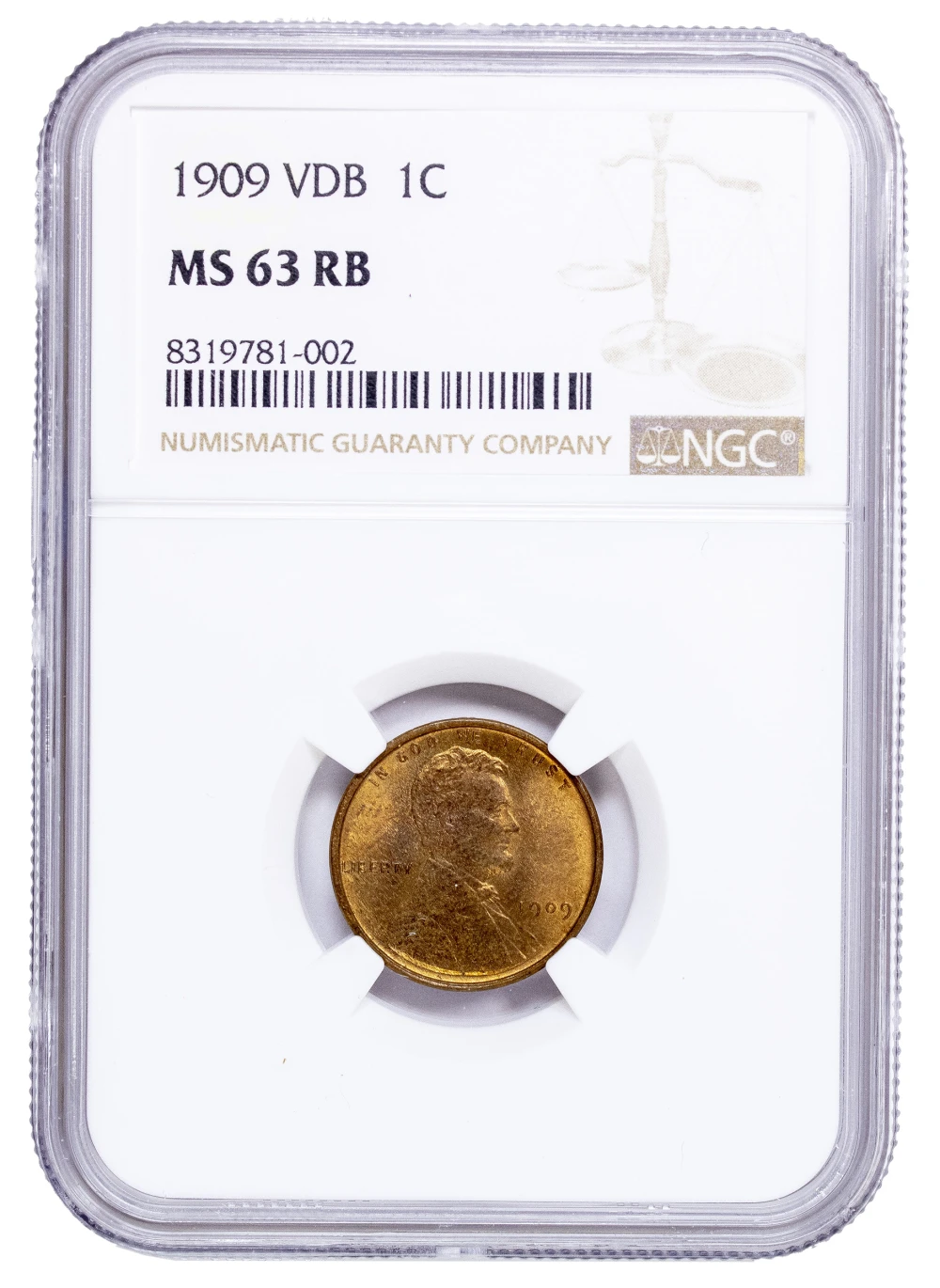 NGC MS-63 RB 1909 V.D.B. Cent