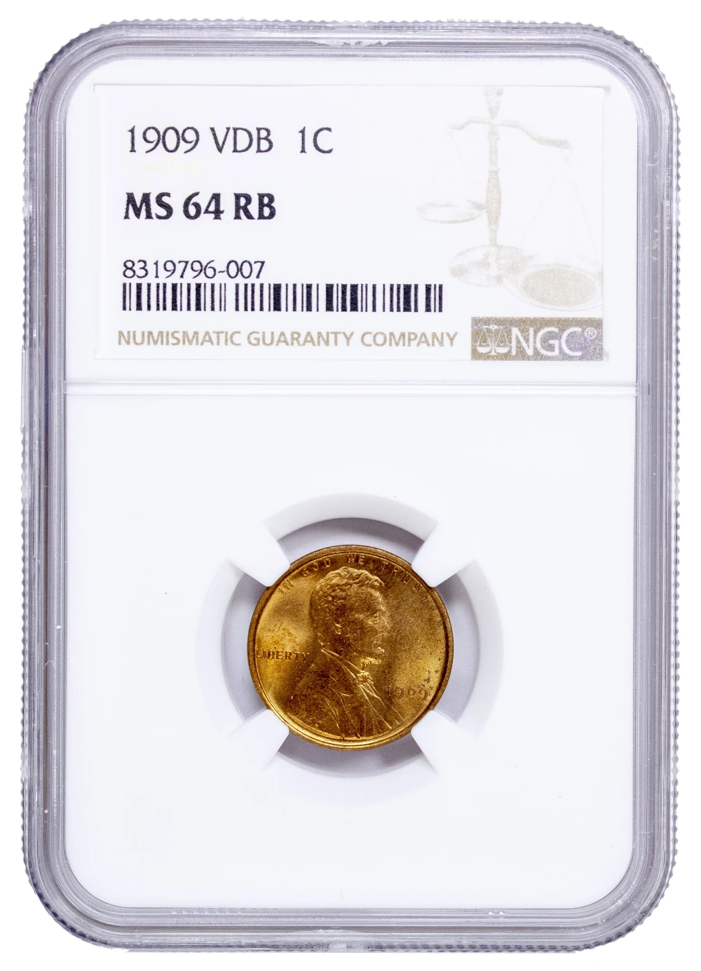 NGC MS-64 RB 1909 V.D.B. Cent