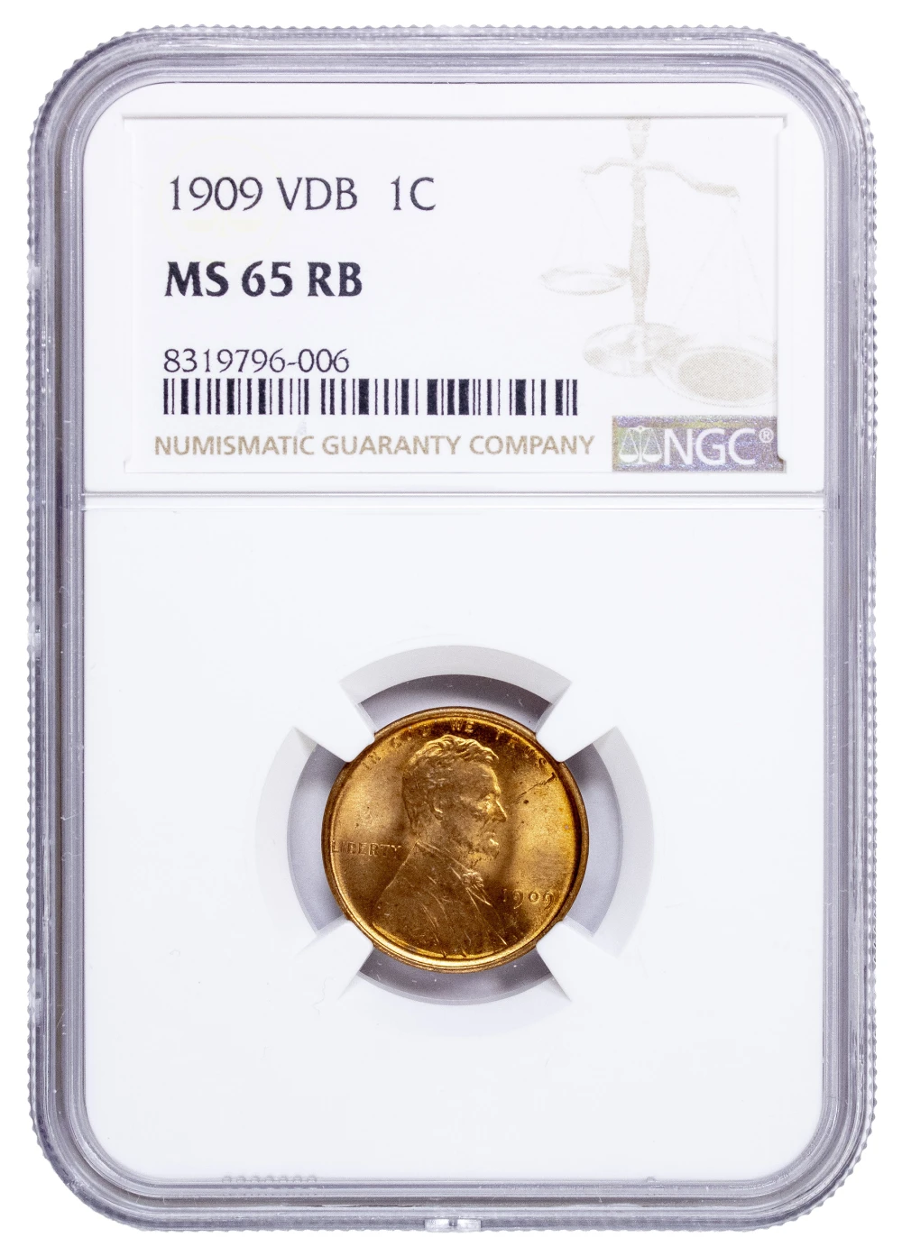 NGC MS-65 RB 1909 V.D.B. Cent