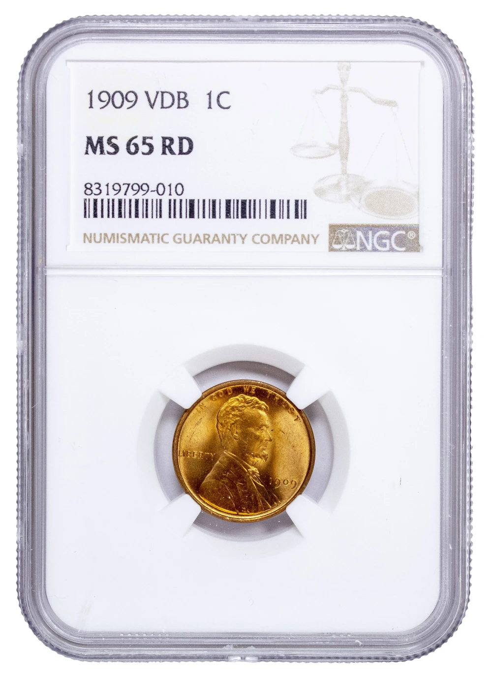 NGC MS-65 RD 1909 V.D.B. Cent