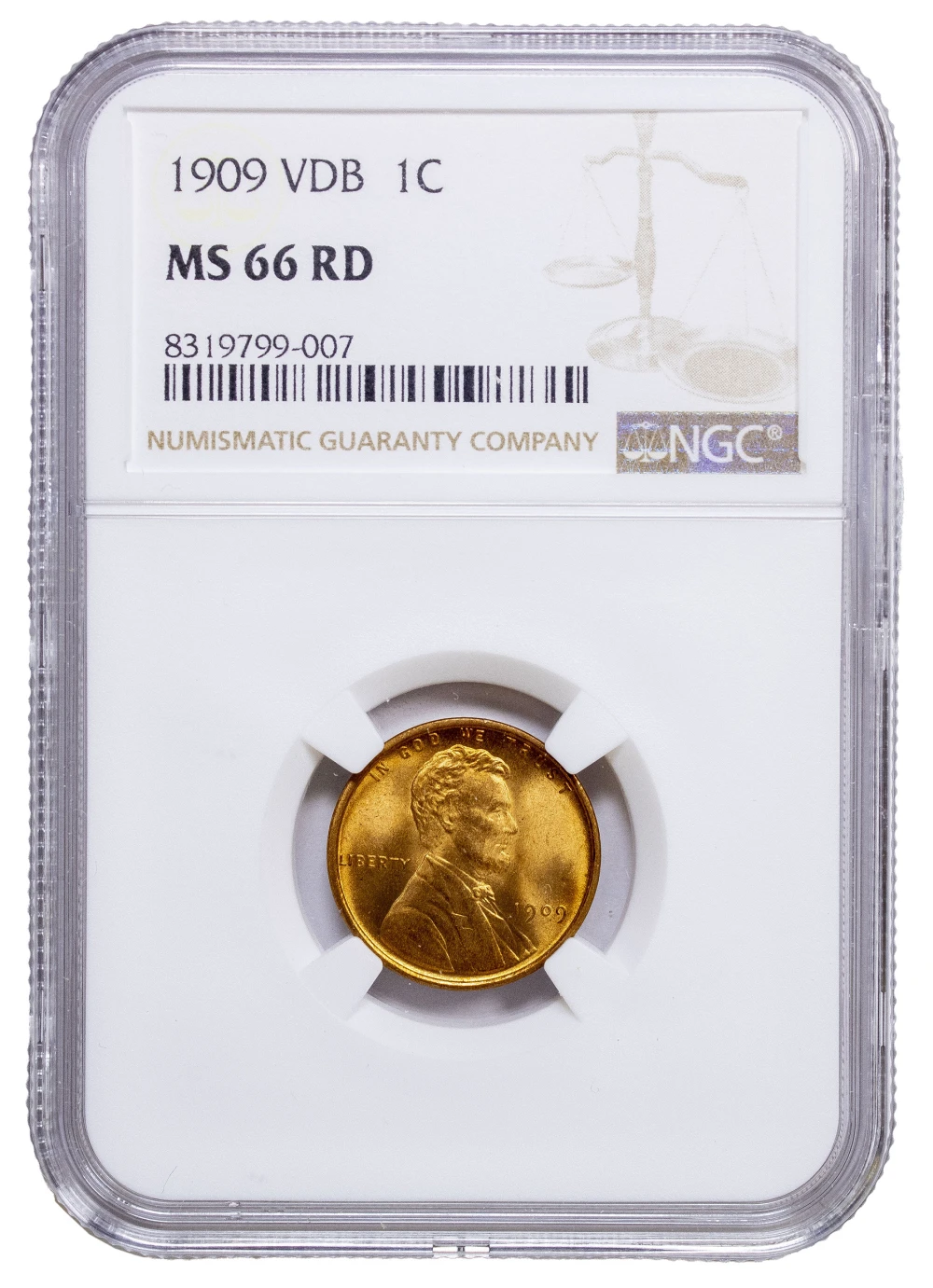 NGC MS-66 RD 1909 V.D.B. Cent