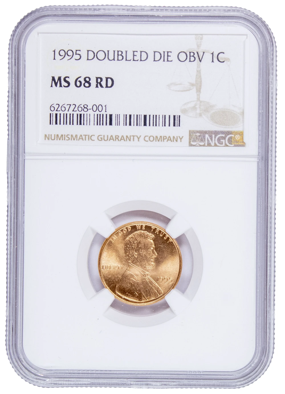 NGC MS-68 RD 1995 Double Die Lincoln Cent