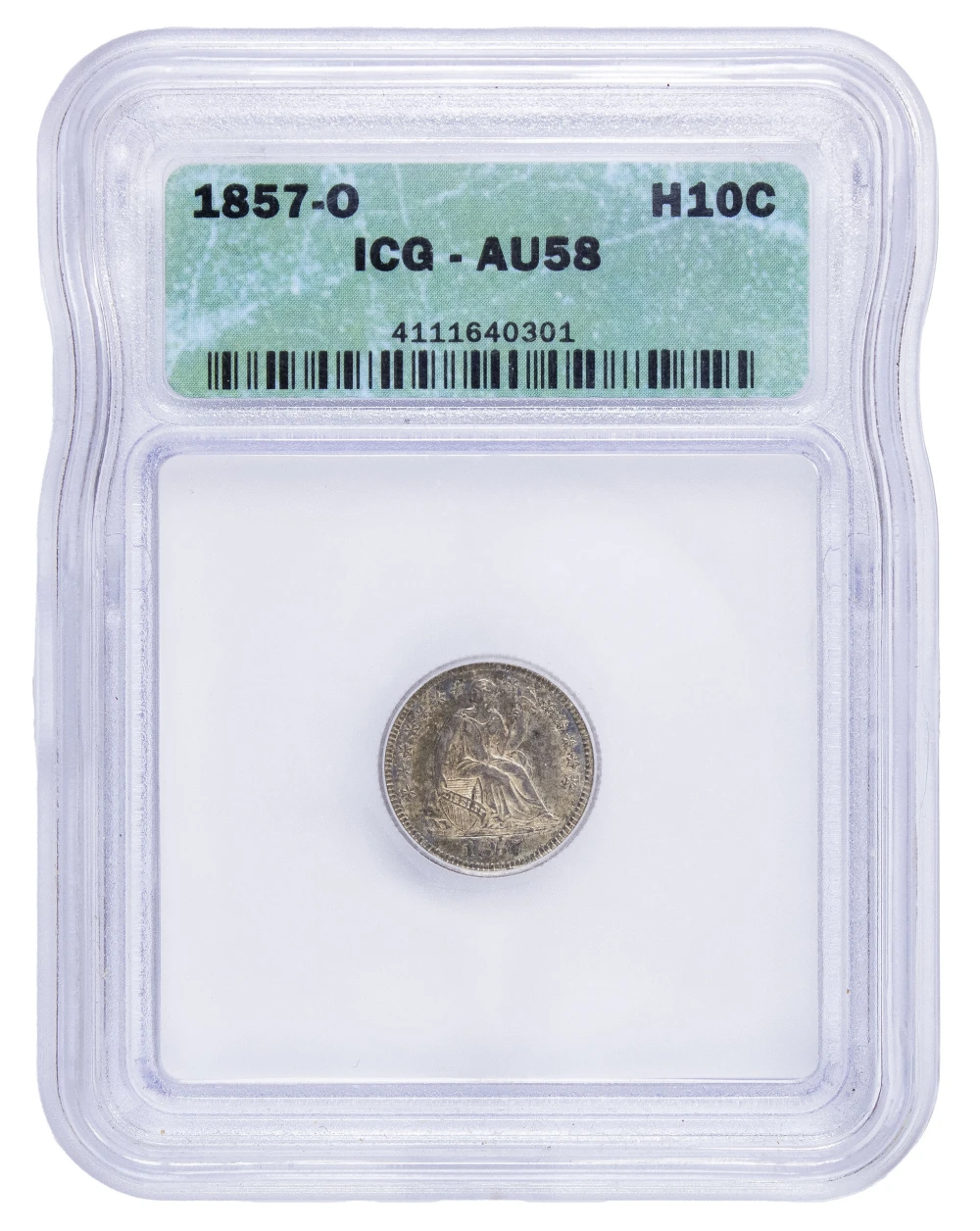 ICG AU-58 1857-O Dime