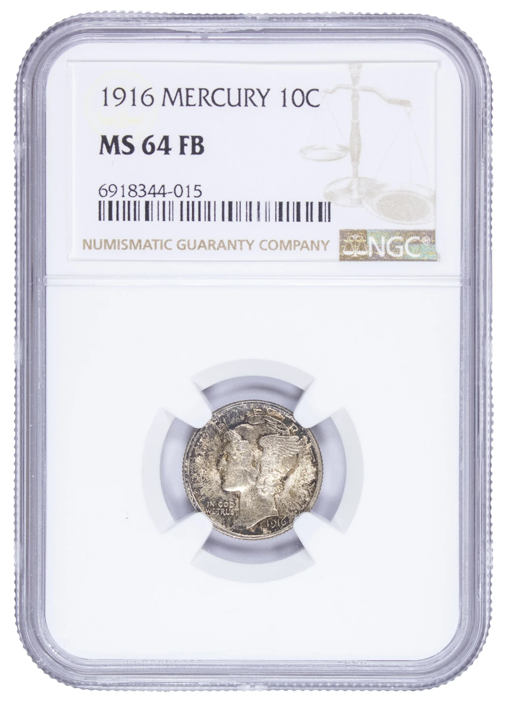 NGC MS-64 FB 1916 Mercury Dime