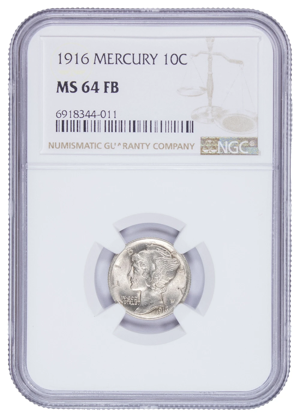 NGC MS-64 FB 1916 Mercury Dime