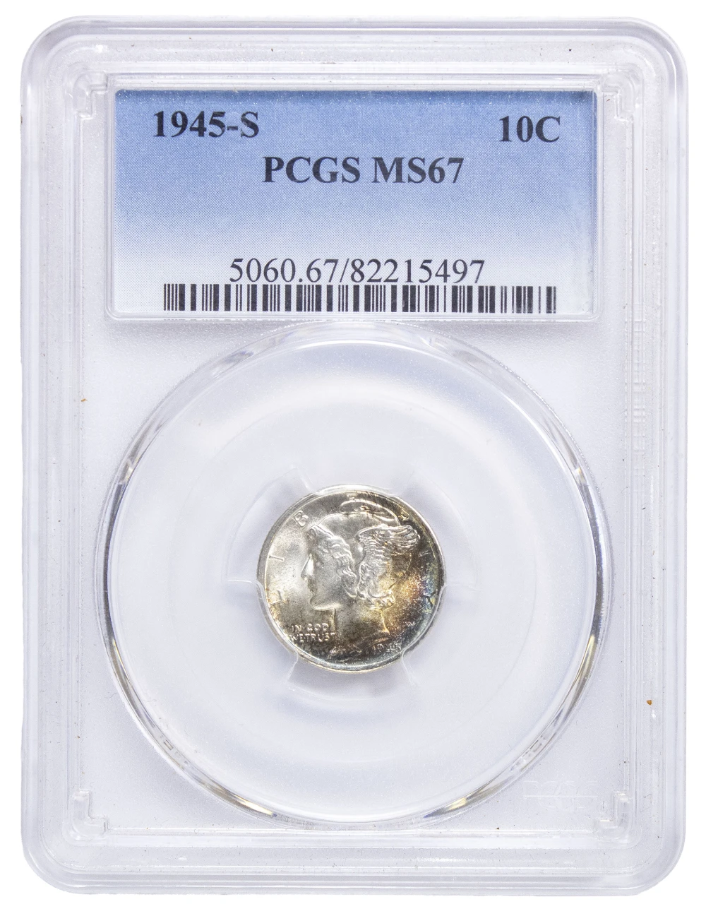 PCGS MS-67 1945-S Toned Dime