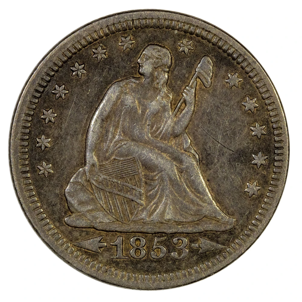 EF Details 1853 Arrows and Rays Quarter