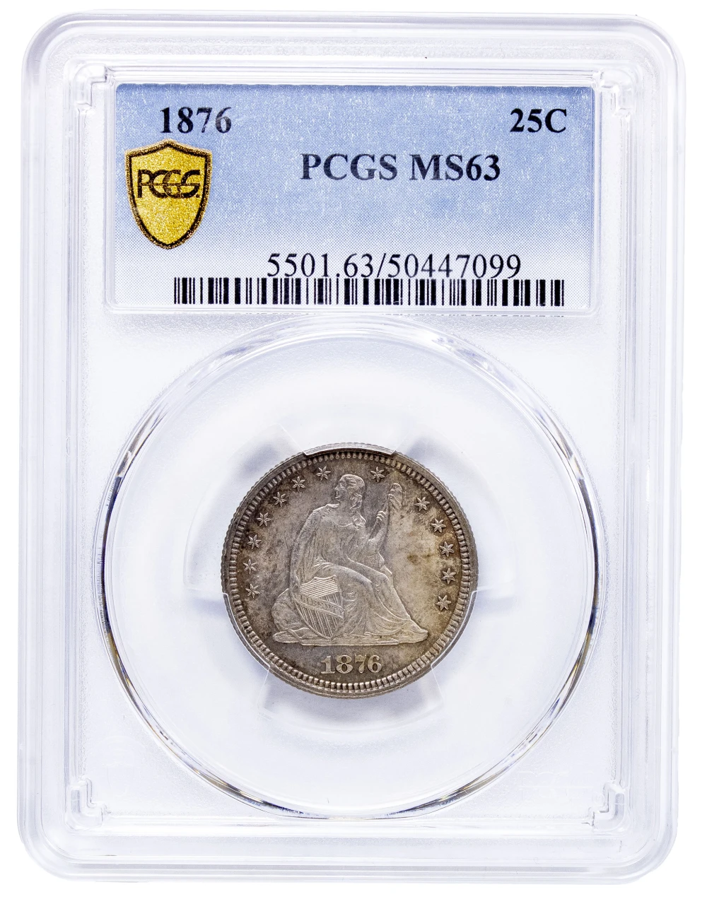 PCGS MS-63 1876 Seated Quarter