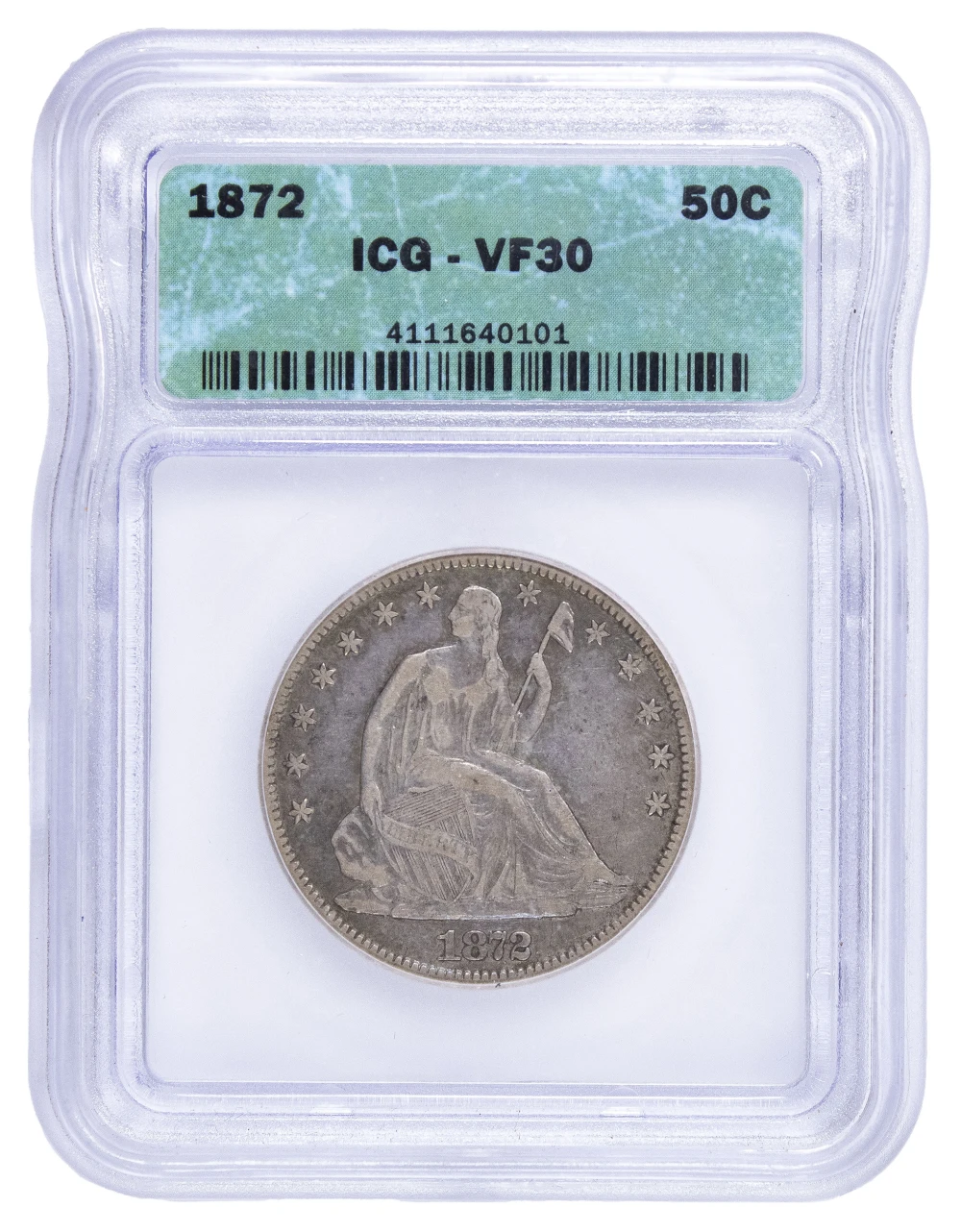 ICG VF-30 1872 Half Dollar