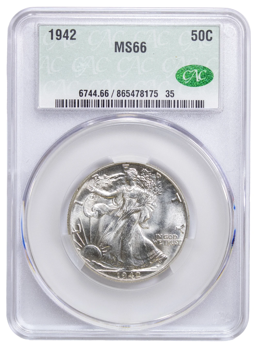 CACG MS-66 1942 Half Dollar