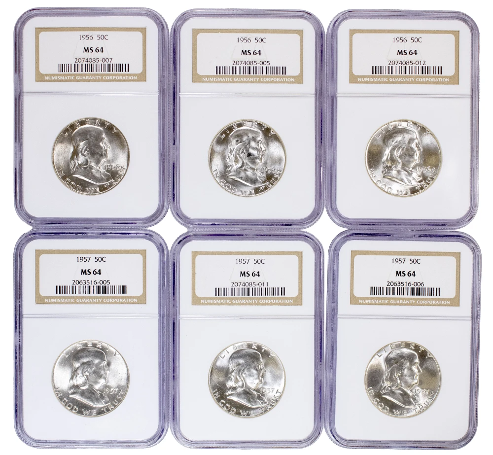 NGC-Certified Franklin Half Dollar Six-Pack