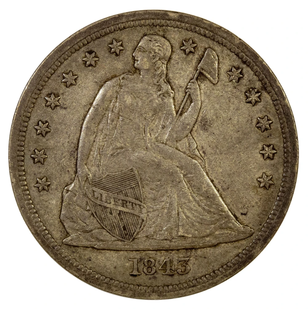 EF-45 1843 Liberty Seated Dollar