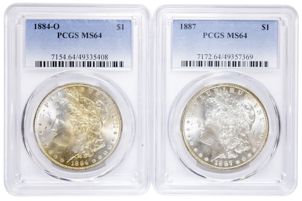 PCGS-Certified MS-64 Morgan Dollar Duo