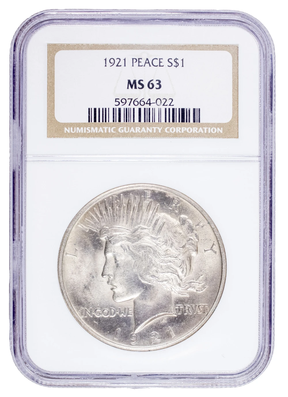 NGC MS-63 1921 Peace Dollar