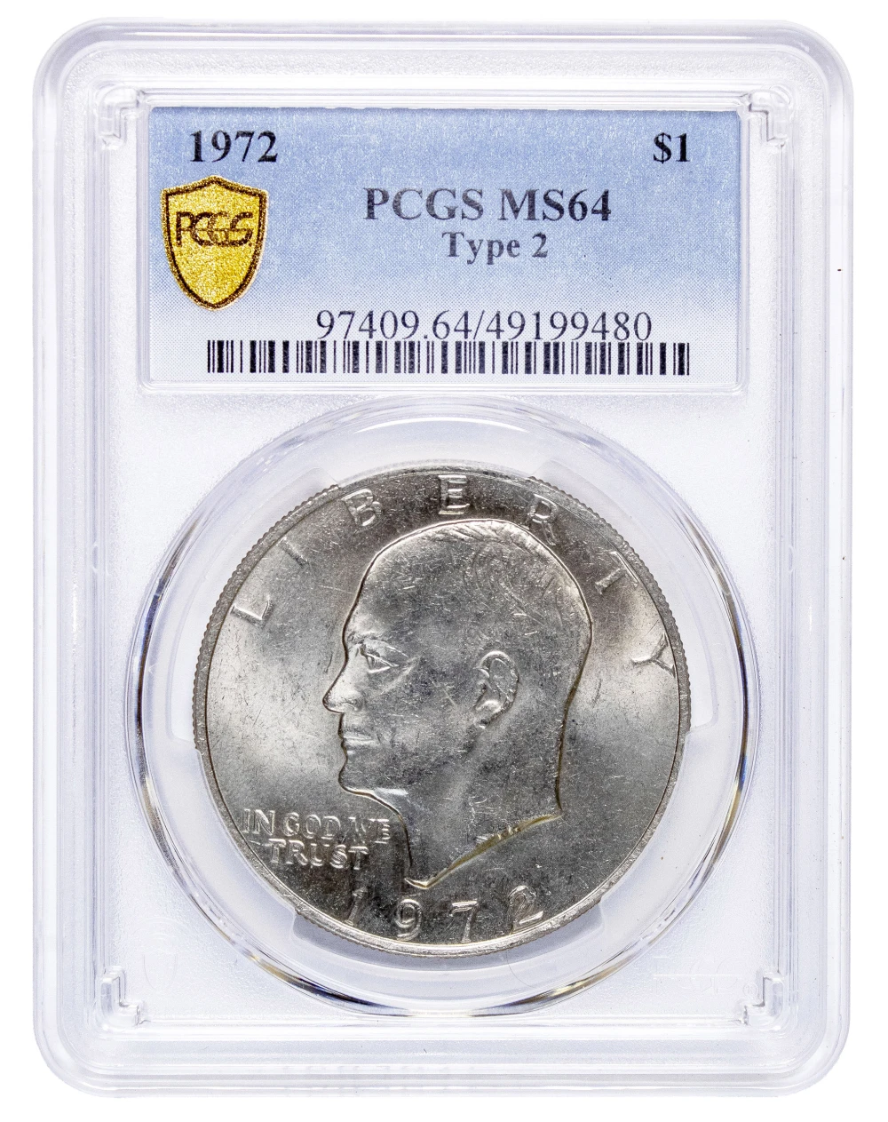 PCGS MS-64 Type 2 1972 Clad Eisenhower Dollar