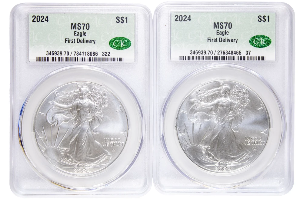 CACG-Certified 2024 American Silver Eagle $1 Duo