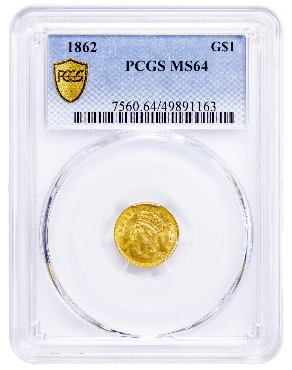 PCGS MS-64 1862 Gold $1 Type III
