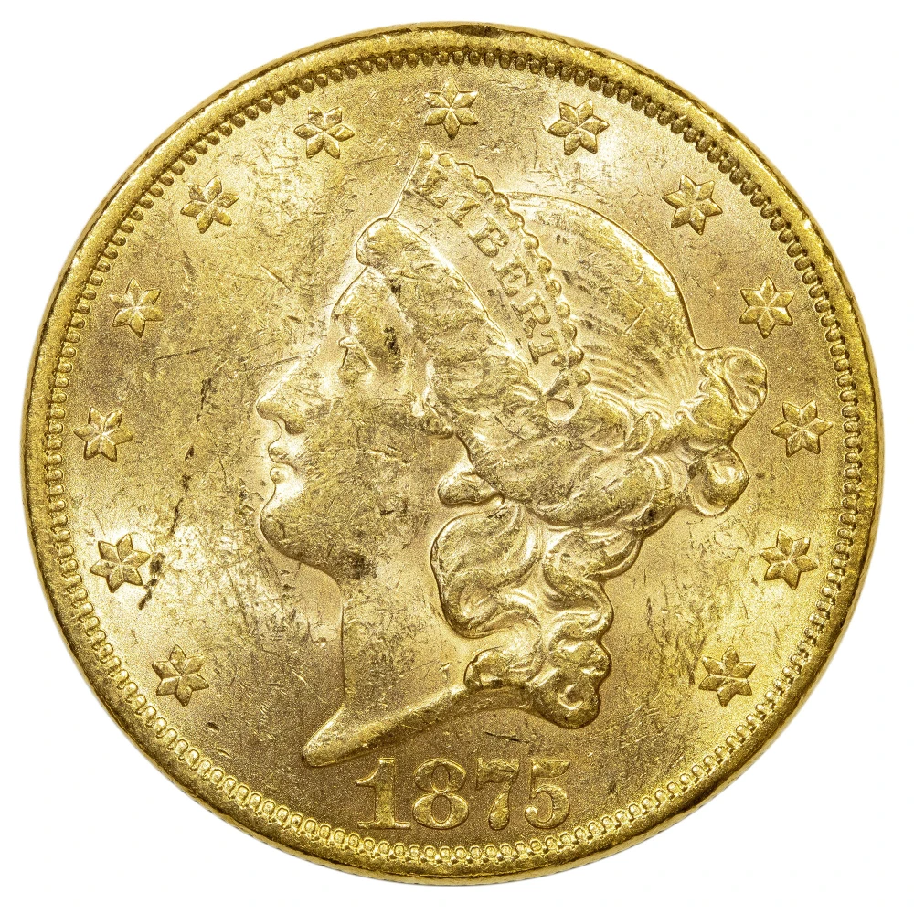 MS-60 1875 Gold $20 Liberty
