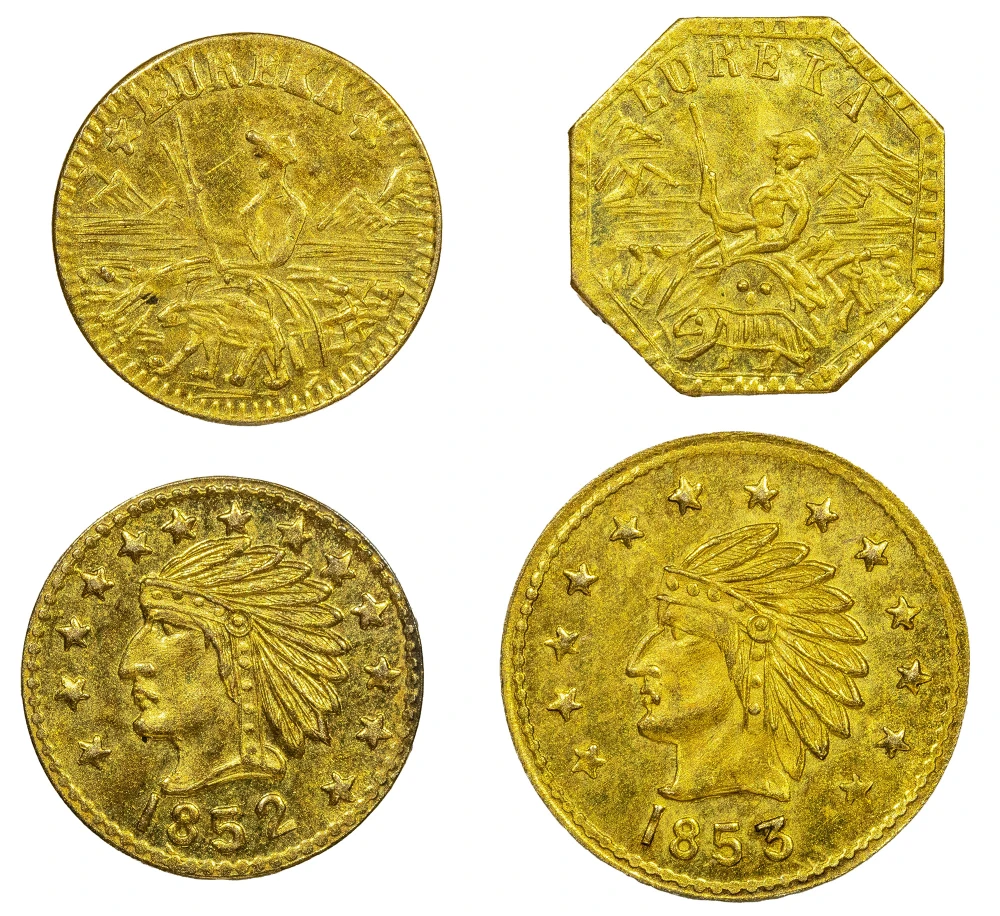 4 Different California Gold Tokens