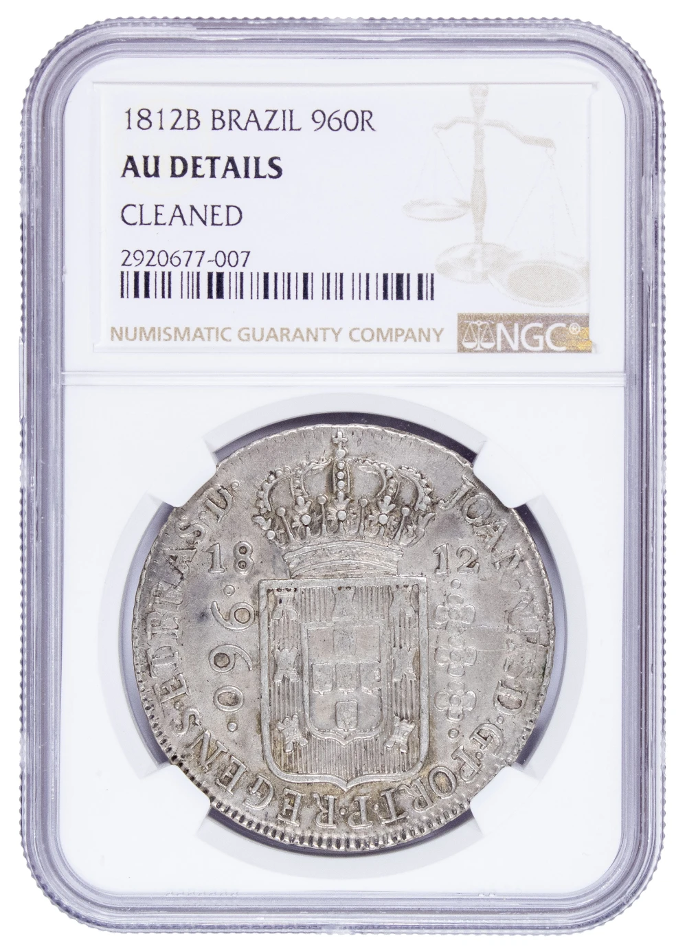 Brazil. NGC AU Details 1812-B 960 Reis