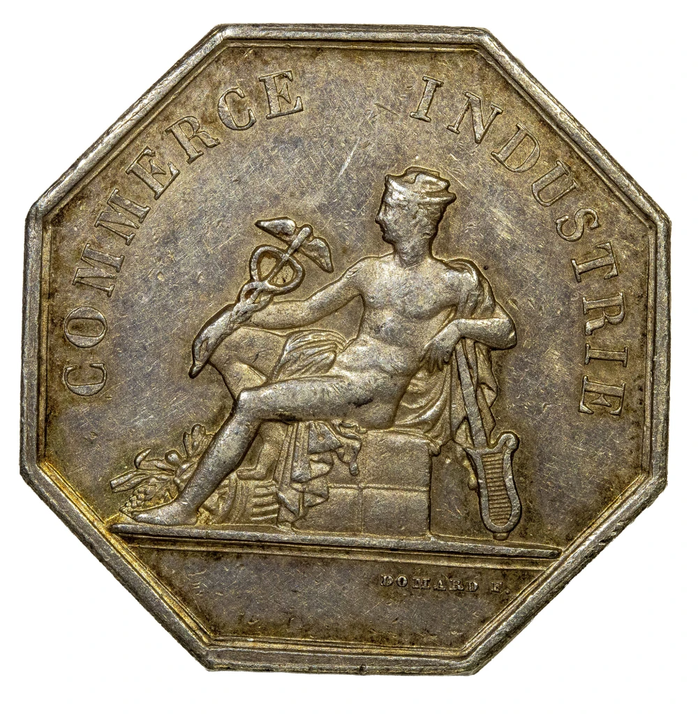 France. EF 1850s Octagonal Silver Jeton