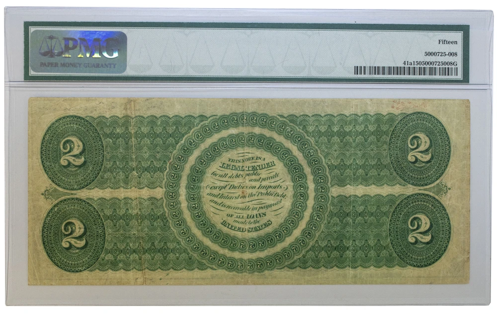 PMG Fine-15 1862 Greenback Legal Tender $2