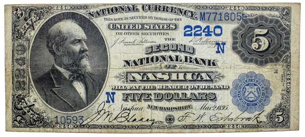 New Hampshire. Fine to VF 1882 Date Back $5 Note