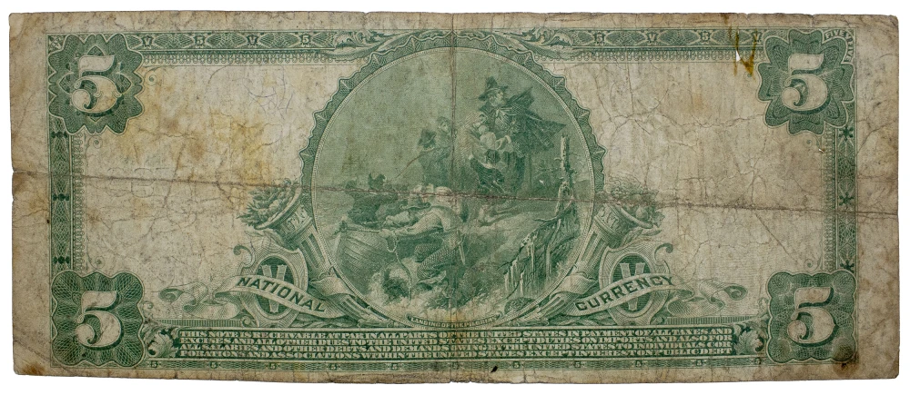 Massachusetts. Fine 1902 National Currency $5