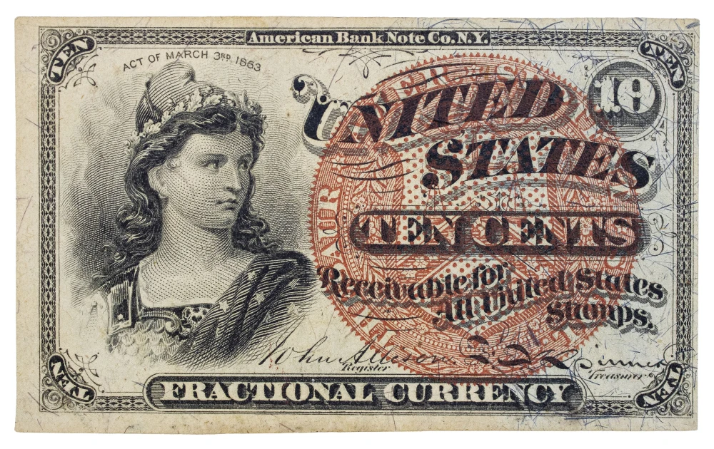 Crisp UNC 1863 Fractional 10 Cents
