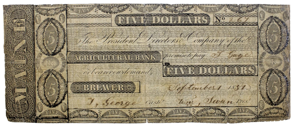 Maine. Brewer. Agricultural Bank $5