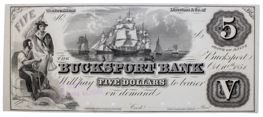 Maine. Bucksport. Bucksport Bank Rare $5 Proof