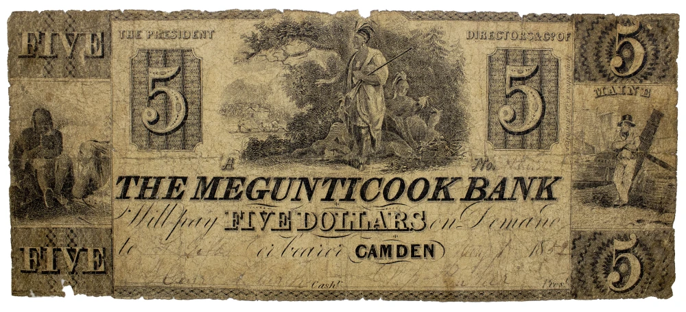 Maine. Camden. Rare The Megunticook Bank $5