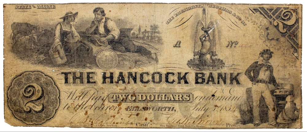 Maine. Ellsworth. The Hancock Bank $2