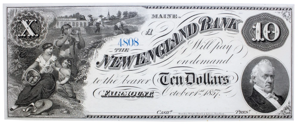 Maine. Fairmount. The New England Bank $10