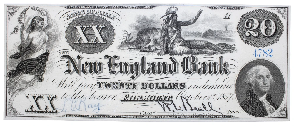 Maine. Fairmount. The New England Bank $20