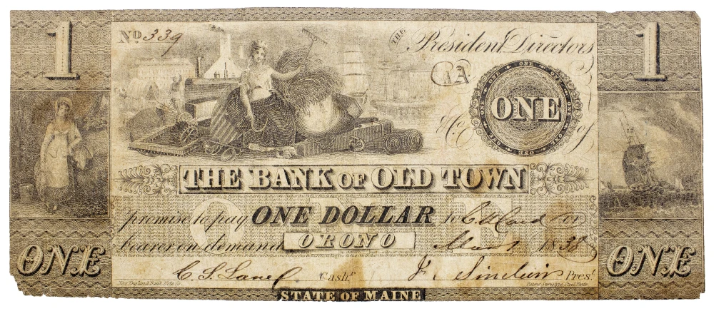 Maine. Orono. The Bank Of Old Town $1