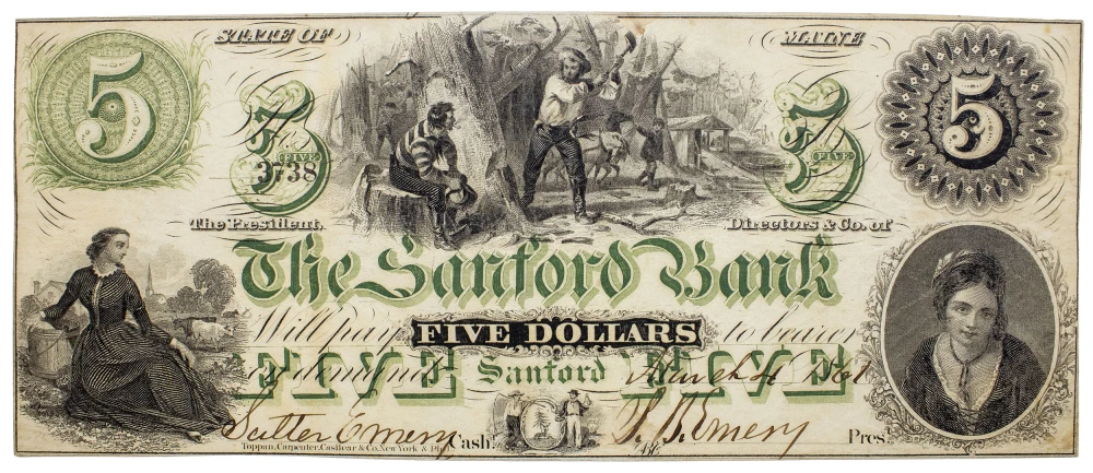 Maine. Sanford. The Sanford Bank $5