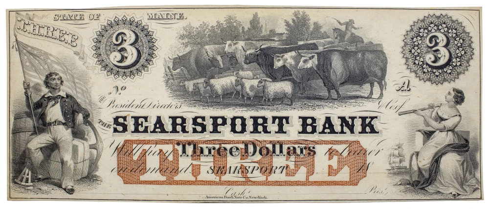 Maine. Searsport. Searsport Bank $3