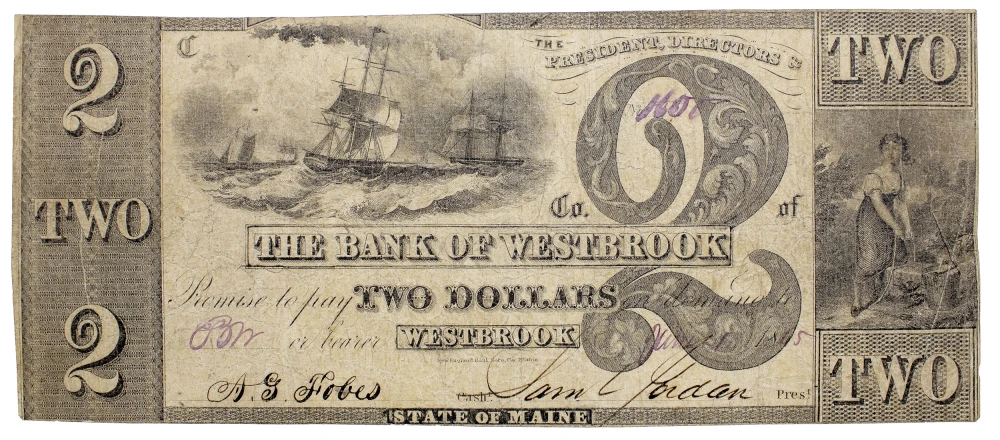 Maine. Westbrook. The Bank Of Webster $2