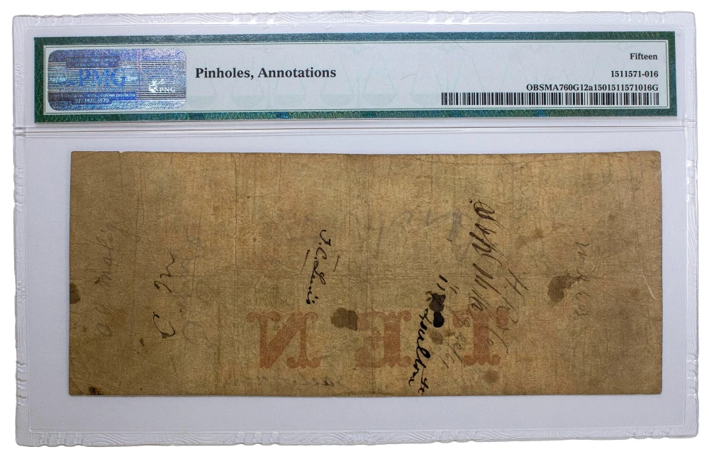 Massachusetts. Lowell. PMG Fine-15 $10 Note 