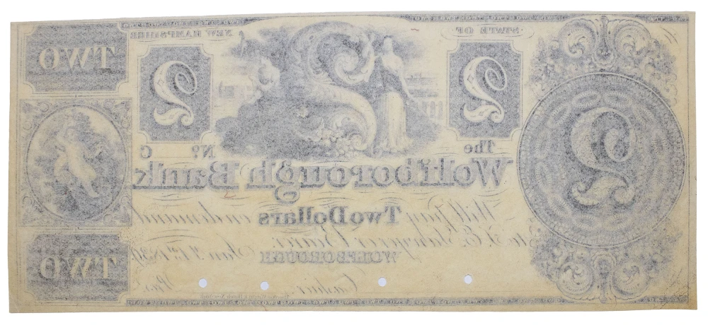 New Hampshire. AU 1839 Proof $2 Note