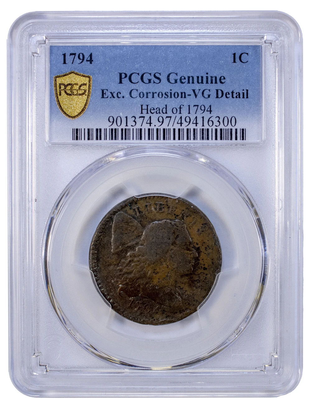 PCGS VG Details Genuine 1794 Large Cent