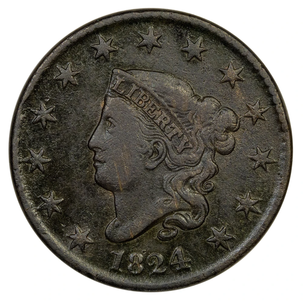 VF to EF 1824 Large Cent