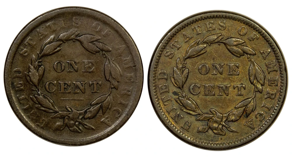 VF-20 1839 Large Cent Variety Pair